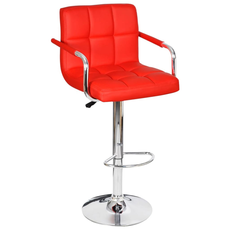 Bar Stools 2 pcs Red Faux Leather