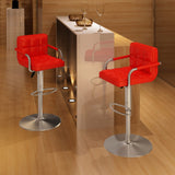 Bar Stools 2 pcs Red Faux Leather