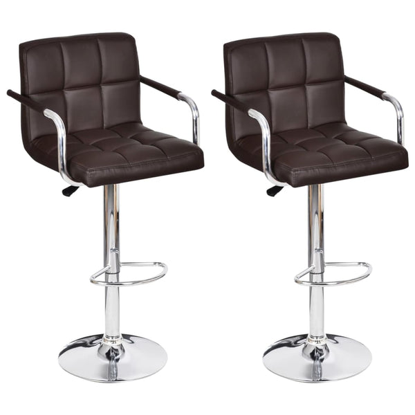 Bar Stools 2 pcs Brown Faux Leather