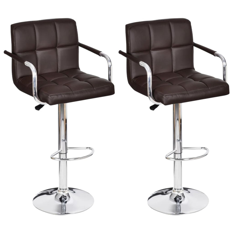 Bar Stools 2 pcs Brown Faux Leather