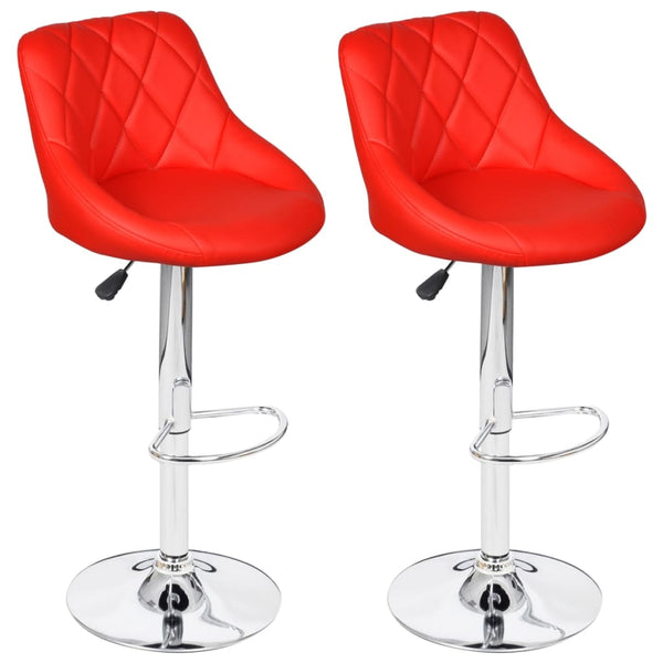 Bar Stools 2 pcs Red Faux Leather