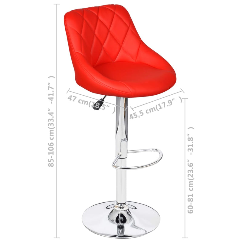 Bar Stools 2 pcs Red Faux Leather