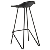 Bar Stools 2 pcs Black Real Leather