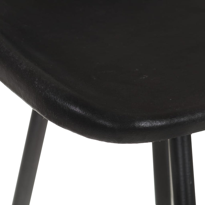 Bar Stools 2 pcs Black Real Leather