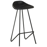 Bar Stools 4 pcs Black Real Leather