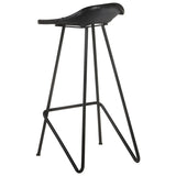 Bar Stools 4 pcs Black Real Leather