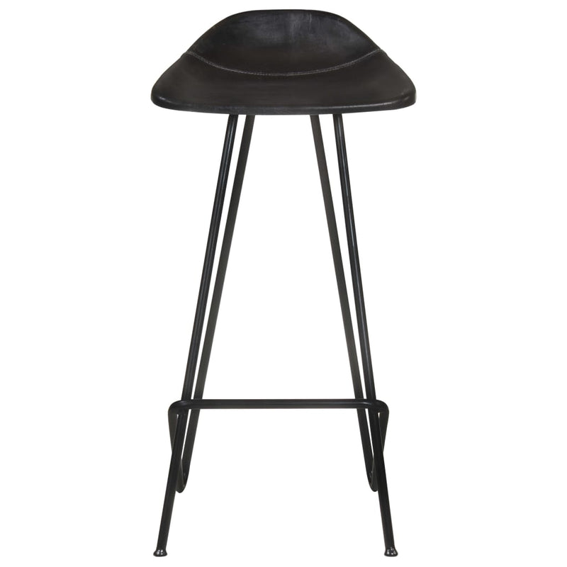 Bar Stools 4 pcs Black Real Leather