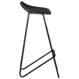 Bar Stools 4 pcs Black Real Leather