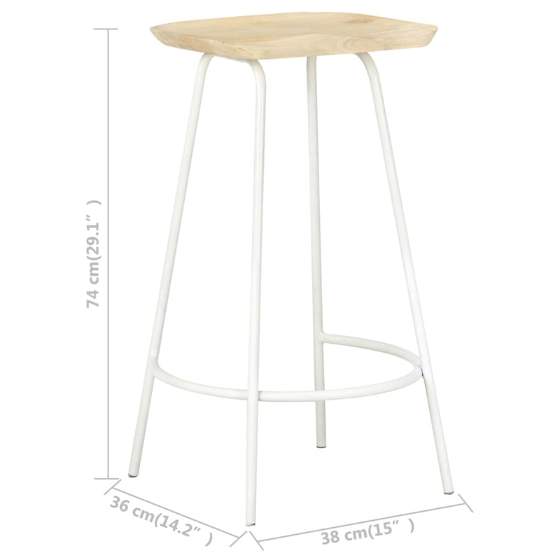 Bar Stools 2 pcs Solid Mango Wood