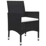 3 Piece Bistro Set Poly Rattan and Acacia Wood Black