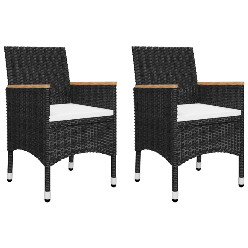 3 Piece Bistro Set Poly Rattan and Acacia Wood Black