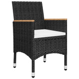 3 Piece Bistro Set Poly Rattan and Acacia Wood Black