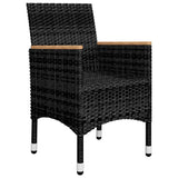 3 Piece Bistro Set Poly Rattan and Acacia Wood Black