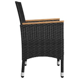 3 Piece Bistro Set Poly Rattan and Acacia Wood Black