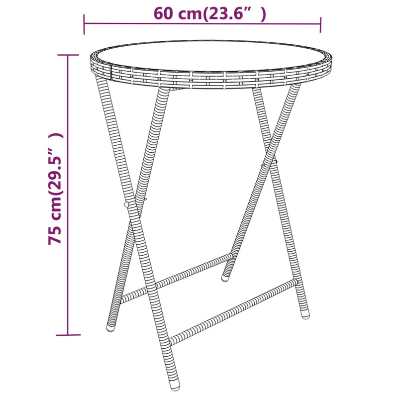 5 Piece Patio Bistro Set Poly Rattan and Tempered Glass Black