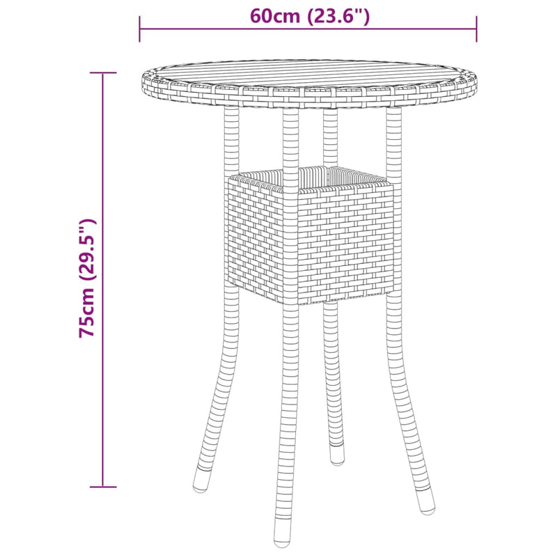 3 Piece Patio Dining Set Poly Rattan Gray