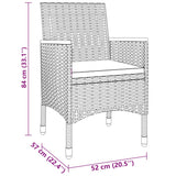 3 Piece Patio Dining Set Poly Rattan Gray