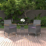 3 Piece Patio Dining Set Poly Rattan Gray