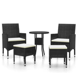 5 Piece Patio Lounge Set Poly Rattan Black