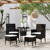 5 Piece Patio Lounge Set Poly Rattan Black