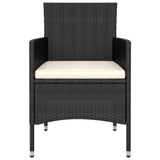 5 Piece Patio Lounge Set Poly Rattan Black