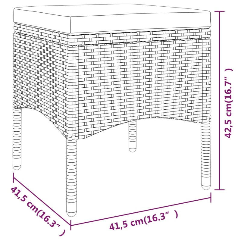 5 Piece Patio Lounge Set Poly Rattan Gray