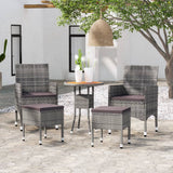 5 Piece Patio Lounge Set Poly Rattan Gray