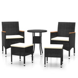 5 Piece Patio Lounge Set Poly Rattan Black