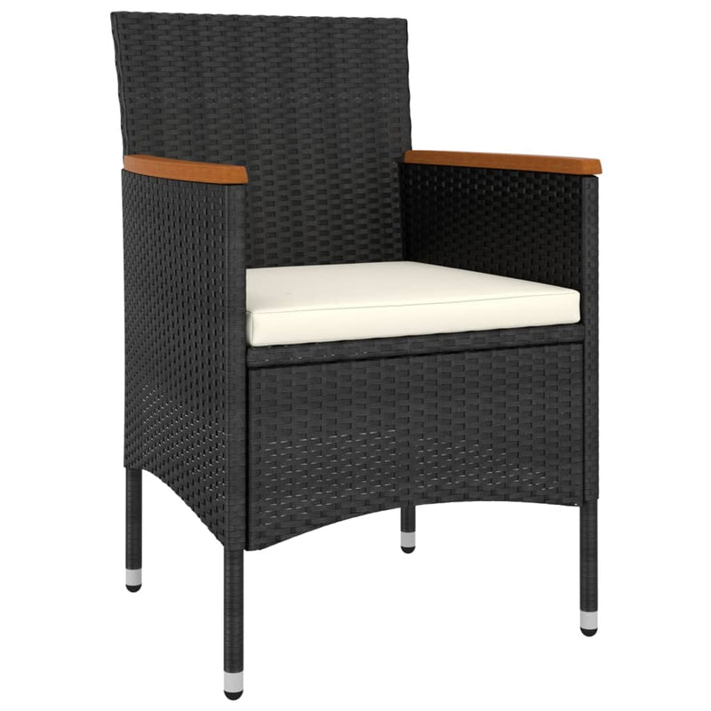 5 Piece Patio Lounge Set Poly Rattan Black