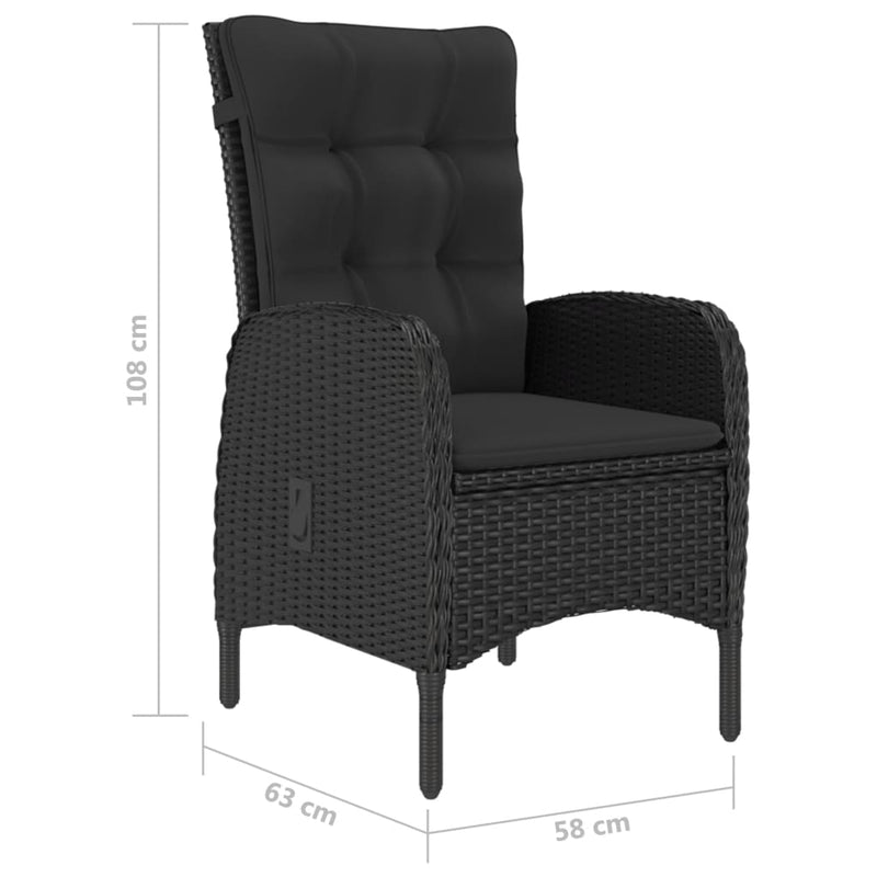 3 Piece Patio Bistro Set Poly Rattan and Acacia Wood Black