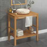 Bathroom Vanity Cabinet Solid Teak with Sink Marble Cream