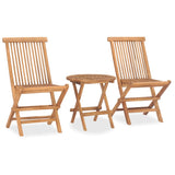 3 Piece Folding Patio Dining Set Solid Teak Wood