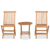 3 Piece Folding Patio Dining Set Solid Teak Wood