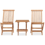 3 Piece Folding Patio Dining Set Solid Teak Wood