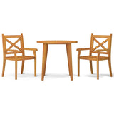 3 Piece Patio Dining Set Solid Wood Acacia