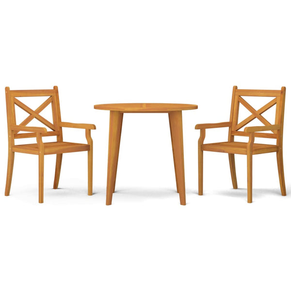 3 Piece Patio Dining Set Solid Wood Acacia