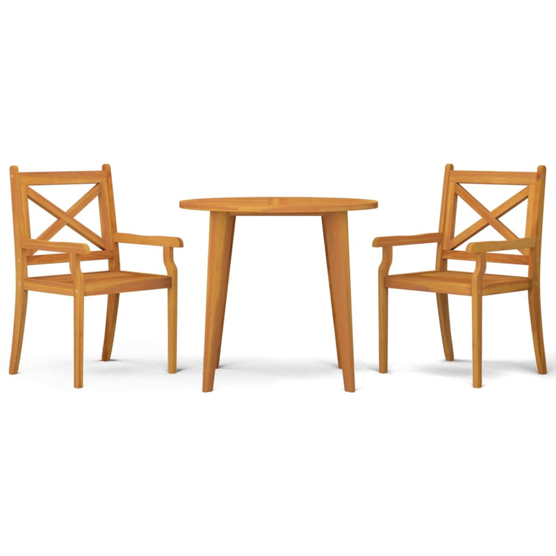 3 Piece Patio Dining Set Solid Wood Acacia