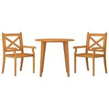 3 Piece Patio Dining Set Solid Wood Acacia