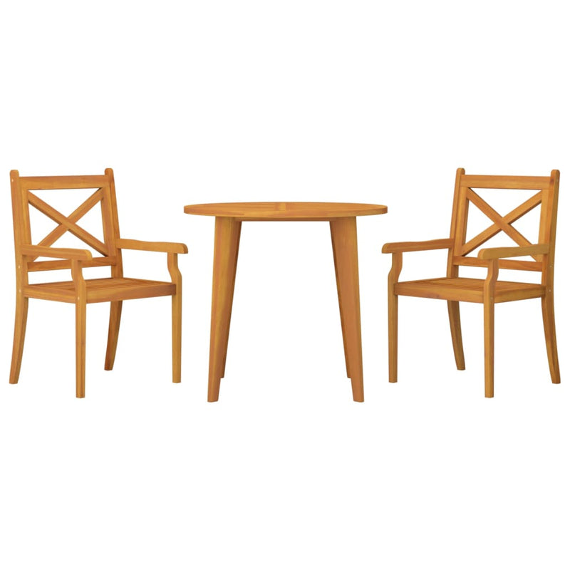 3 Piece Patio Dining Set Solid Wood Acacia