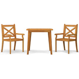 3 Piece Patio Dining Set Solid Wood Acacia