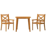 3 Piece Patio Dining Set Solid Wood Acacia