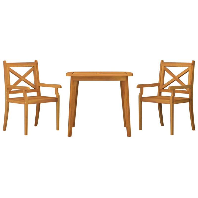 3 Piece Patio Dining Set Solid Wood Acacia