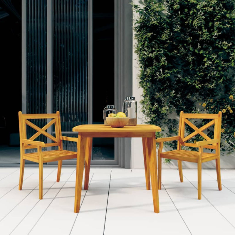 3 Piece Patio Dining Set Solid Wood Acacia