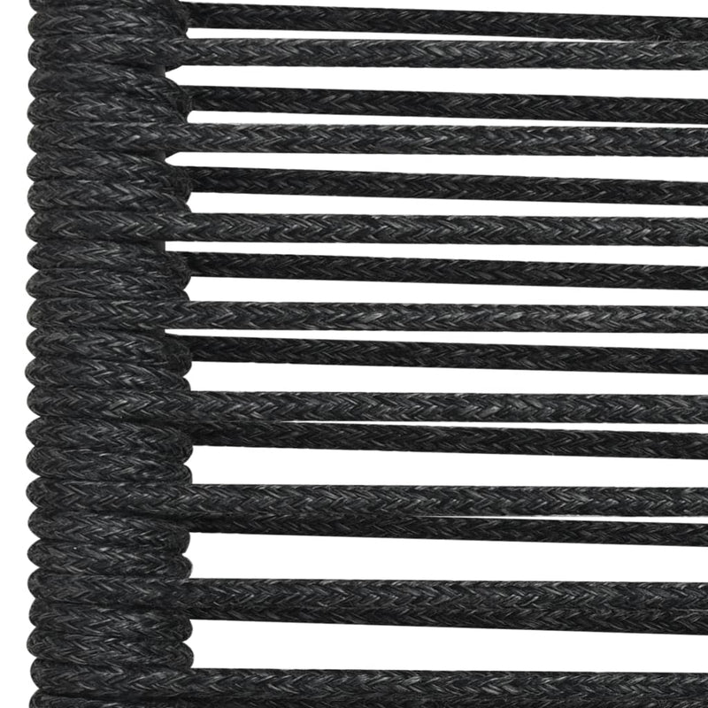 5 Piece Patio Dining Set Cotton Rope and Steel Black