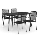 5 Piece Patio Dining Set Cotton Rope and Steel Black