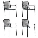 5 Piece Patio Dining Set Cotton Rope and Steel Black