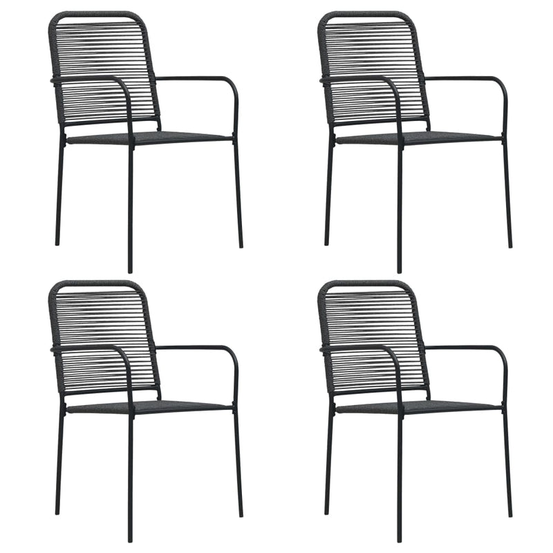 5 Piece Patio Dining Set Cotton Rope and Steel Black