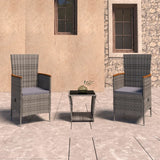 3 Piece Patio Lounge Set with Cushions Poly Rattan Gray