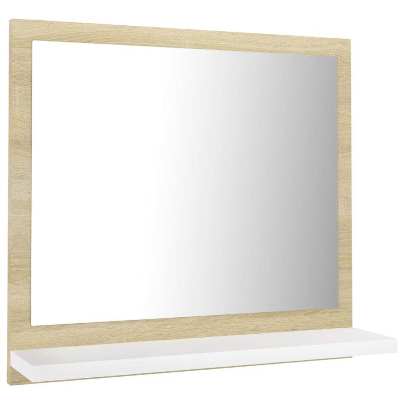 Bathroom Mirror White and Sonoma Oak 15.7"x4.1"x14.6" Engineered Wood