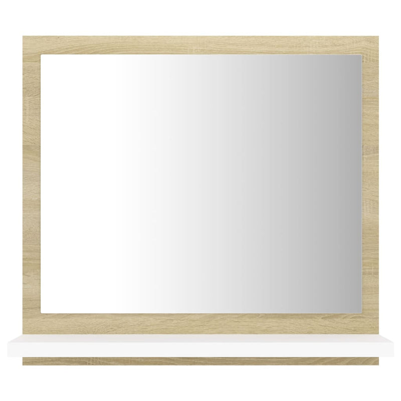 Bathroom Mirror White and Sonoma Oak 15.7"x4.1"x14.6" Engineered Wood